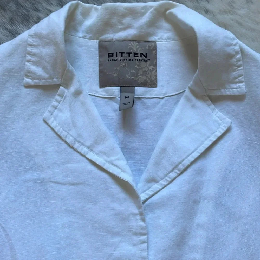 🔥4/$20 Bitten White Linen Blazer - Picture 3 of 16